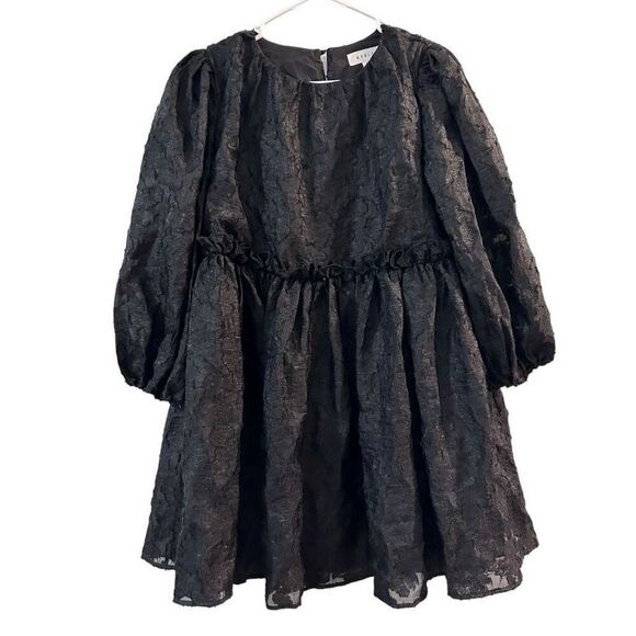 Mable Black Puff Sleeve Whimsical Goth Peplum Tunic Top Size S Withcy Wednesday - Picture 1 of 14